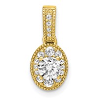 14K Yellow Gold 0.50 Carat Lab Grown Diamond VS S Ifgh Oval Complete Vintage Pendant view 1