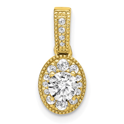14K Yellow Gold 0.50 Carat Lab Grown Diamond VS S Ifgh Oval Complete Vintage Pendant