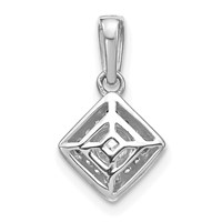 14K White Gold 0.50 Carat Lab Grown Diamond VS SI+ G+ Square Complete Vintage Pendant view 4