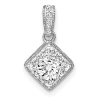 14K White Gold 0.50 Carat Lab Grown Diamond VS SI+ G+ Square Complete Vintage Pendant view 1