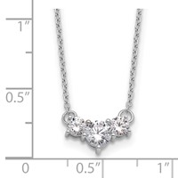 14K White Gold 0.75 Carat Lab Grown Diamond VS SI+ G+ Round Complete Three Stone Necklace, 18" view 4