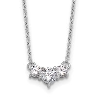 14K White Gold 0.75 Carat Lab Grown Diamond VS SI+ G+ Round Complete Three Stone Necklace, 18" view 1
