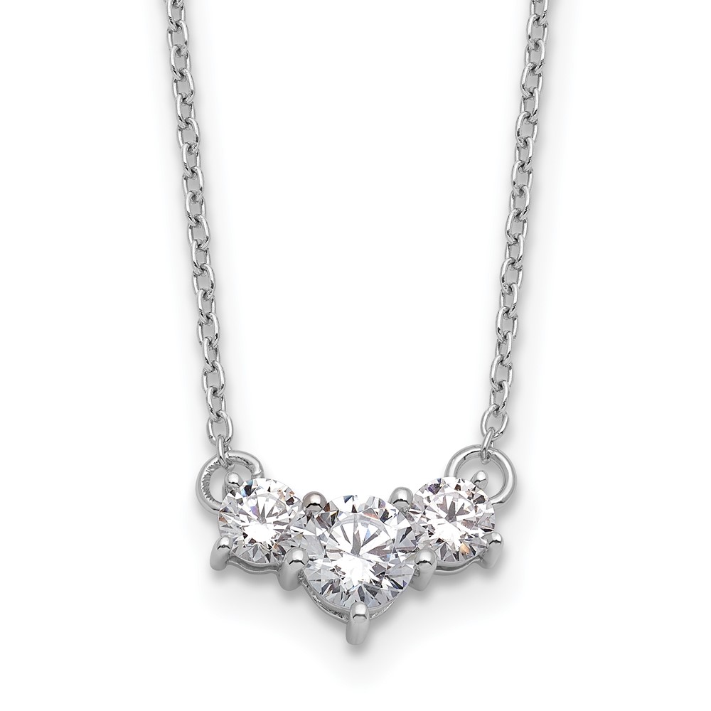 14k WG Lab Grown Diamond SI1/SI2, G H I, Complete 3 Stone Necklace