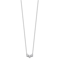 14K White Gold 1 Carat Lab Grown Diamond VS SI+ G+ Round Complete Three Stone Necklace, 18" view 2