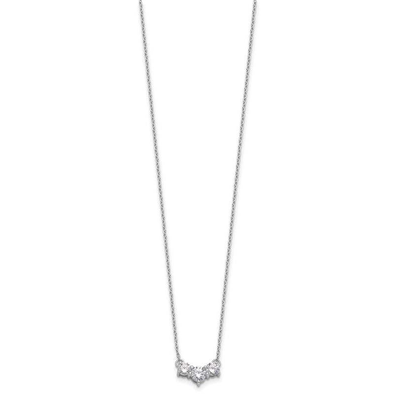14k White Gold 1 1/2 carat Lab Grown Diamond VS/SI+ G+ Round Complete 18 inch Three Stone Necklace