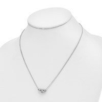 14K White Gold 1 Carat Lab Grown Diamond VS SI+ G+ Round Complete Three Stone Necklace, 18" view 3
