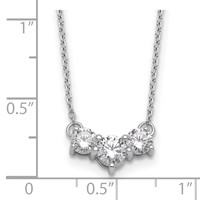 14K White Gold 1 Carat Lab Grown Diamond VS SI+ G+ Round Complete Three Stone Necklace, 18" view 4