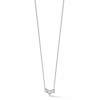 14K White Gold 1 Carat Lab Grown Diamond VS SI+ G+ Round Complete Three Stone Necklace, 18" view 5