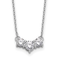 14K White Gold 1 Carat Lab Grown Diamond VS SI+ G+ Round Complete Three Stone Necklace, 18" view 1