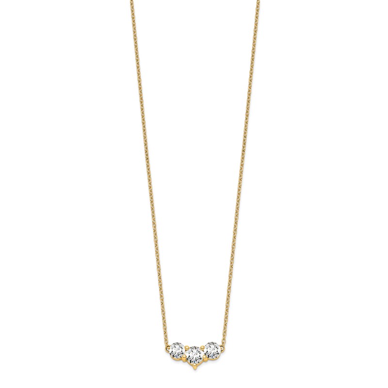 14k 1 1/2 carat Lab Grown Diamond VS/SI+ G+ Round Complete 18 inch Three Stone Necklace
