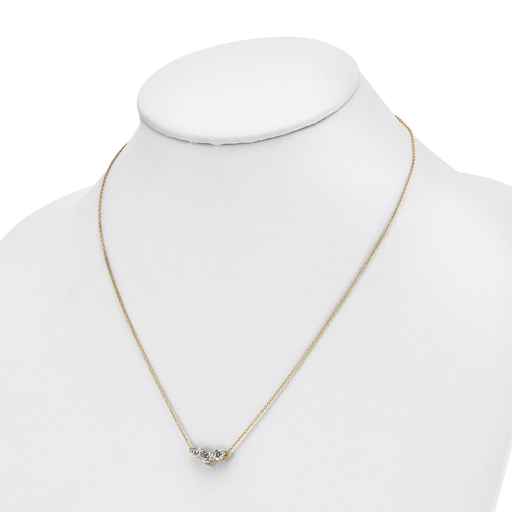 14k 1 1/2 carat Lab Grown Diamond VS/SI+ G+ Round Complete 18 inch Three Stone Necklace (PM7983-150-YLG)