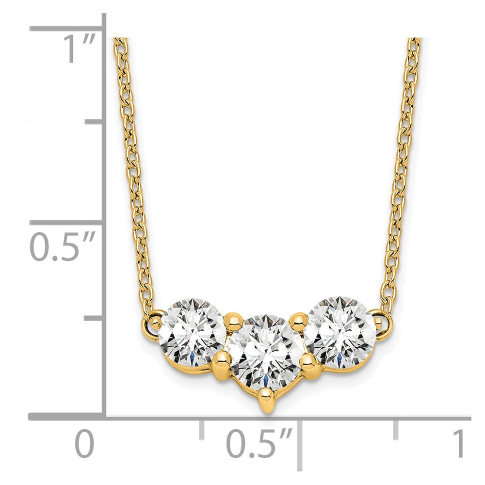 14k 1 1/2 carat Lab Grown Diamond VS/SI+ G+ Round Complete 18 inch Three Stone Necklace (PM7983-150-YLG)