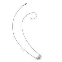 14K White Gold 0.75 Carat Lab Grown Diamond VS SI+ G+ Round Complete Three Stone Necklace, 18" view 5