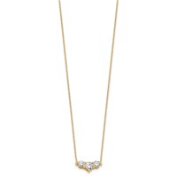 14K Yellow Gold 1.50 Carat Lab Grown Diamond VS SI+ G+ Round Complete Three Stone Necklace, 18" view 2