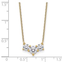 14K Yellow Gold 1.50 Carat Lab Grown Diamond VS SI+ G+ Round Complete Three Stone Necklace, 18" view 4