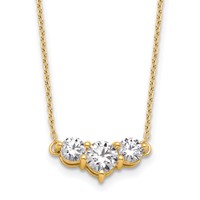 14K Yellow Gold 1.50 Carat Lab Grown Diamond VS SI+ G+ Round Complete Three Stone Necklace, 18" view 1