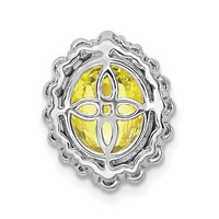 14K White Gold 0.50 Carat Lab Grown Diamond VS SI and Oval Lab Created Yellow Sapphire Halo Chain Slide Pendant view 3