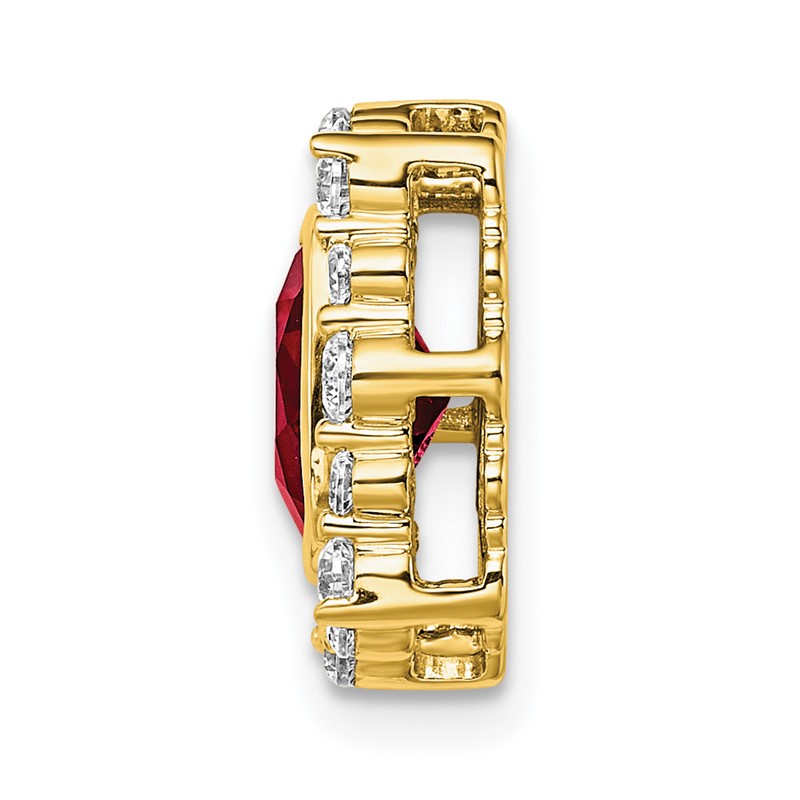 14k 1/2 carat Lab Grown Diamond VS/SI+ G+ and Lab Created Ruby Square Chain Slide Pendant