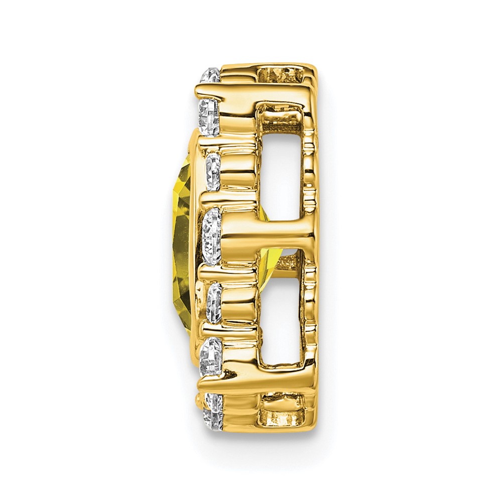 14k 1/2 carat Lab Grown Diamond VS/SI+ G+ and Lab Created Yellow Sapphire Square Chain Slide Pendant (PM7986-CYS-051-YLG)