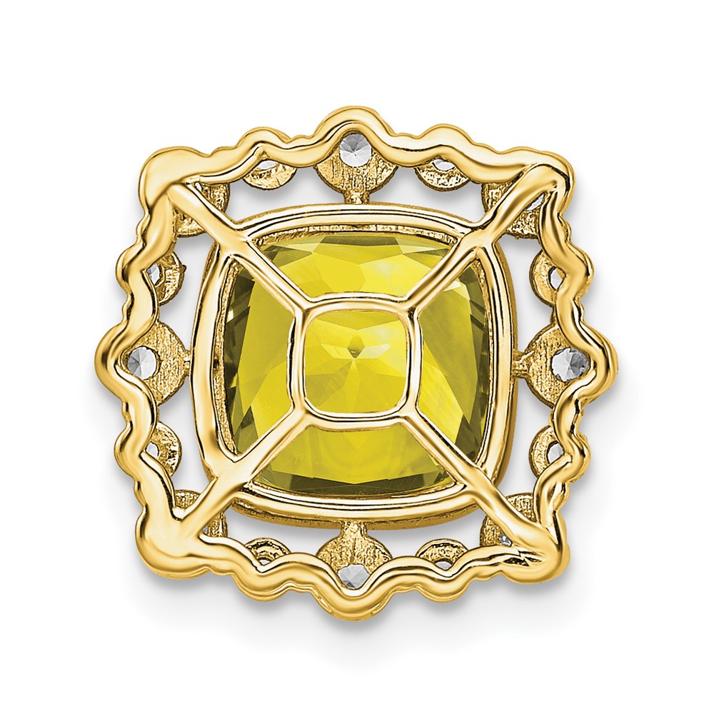 14k 1/2 carat Lab Grown Diamond VS/SI+ G+ and Lab Created Yellow Sapphire Square Chain Slide Pendant (PM7986-CYS-051-YLG)