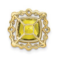 14K Yellow Gold 0.50 Carat Lab Grown Diamond VS SI+ G+ and Lab Created Yellow Sapphire Square Chain Slide Pendant view 3