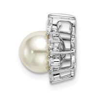 14K White Gold 0.33 Carat Lab Grown Diamond VS SI+ G+ and 7.00 Mm Freshwater Cultured Pearl Chain Slide Pendant view 2