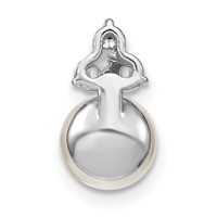 14K White Gold 0.20 Carat Lab Grown Diamond VS SI+ G+ and 7.00 Mm Freshwater Cultured Pearl Chain Slide Pendant view 3