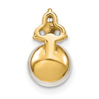 14K Yellow Gold 0.20 Carat Lab Grown Diamond VS SI+ G+ and 7.00 Mm Freshwater Cultured Pearl Chain Slide Pendant view 3