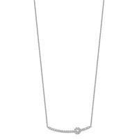 14K White Gold 0.50 Carat Lab Grown Diamond VS SI+ G+ Fashion Bar Necklace, 18" view 2