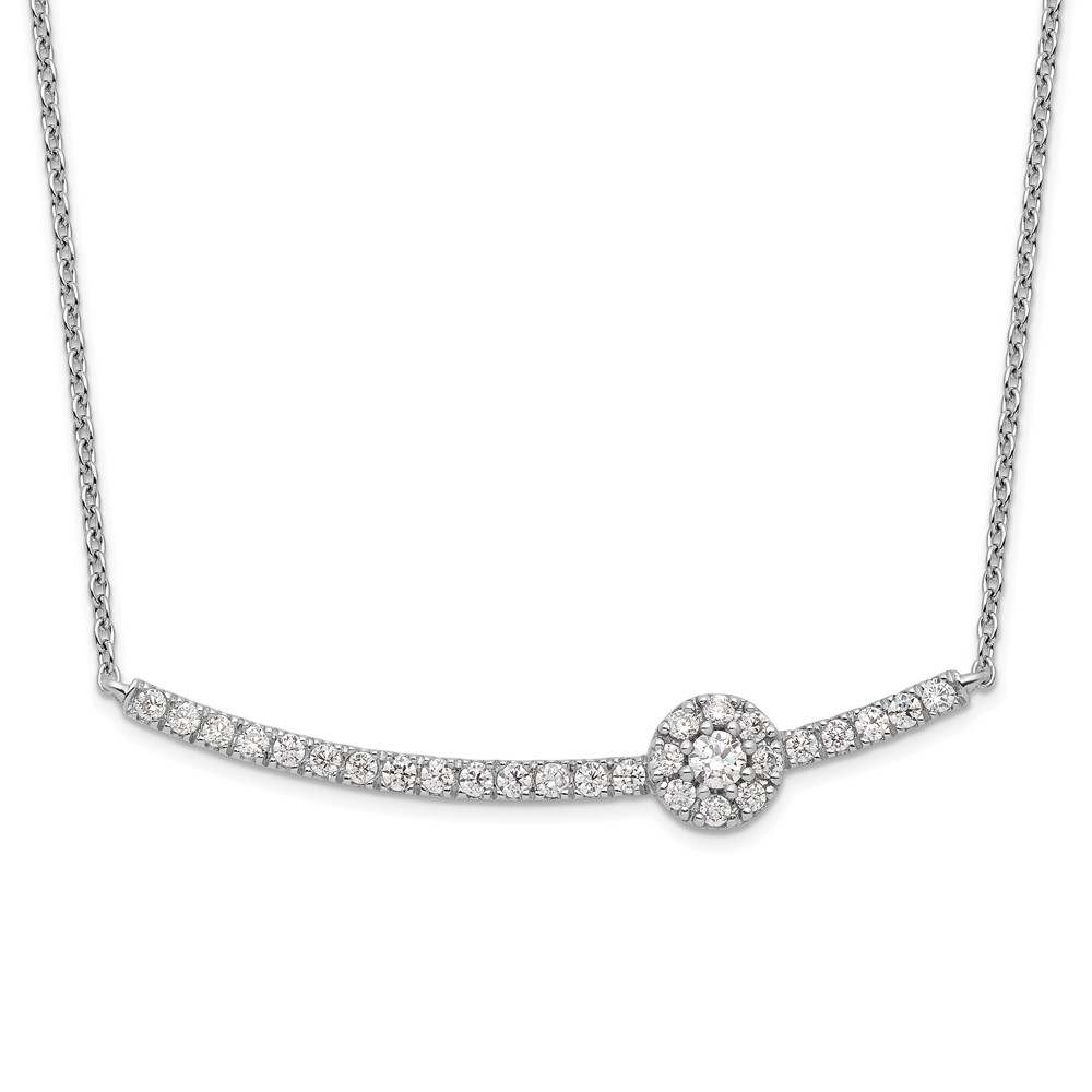 14kw Lab Grown Diamond SI1/SI2, G H I, Halo Bar Necklace