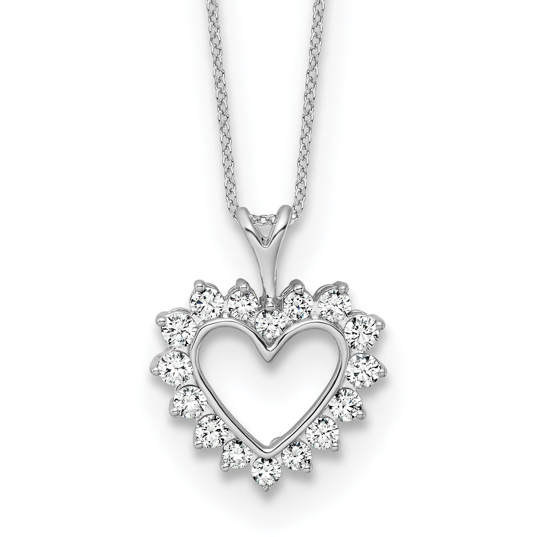 10k White Gold 1/2 carat Lab Grown Diamond VS/SI+ G+ Complete 18 inch Heart Pendant Necklace (PM8124-050-0WLG-18)