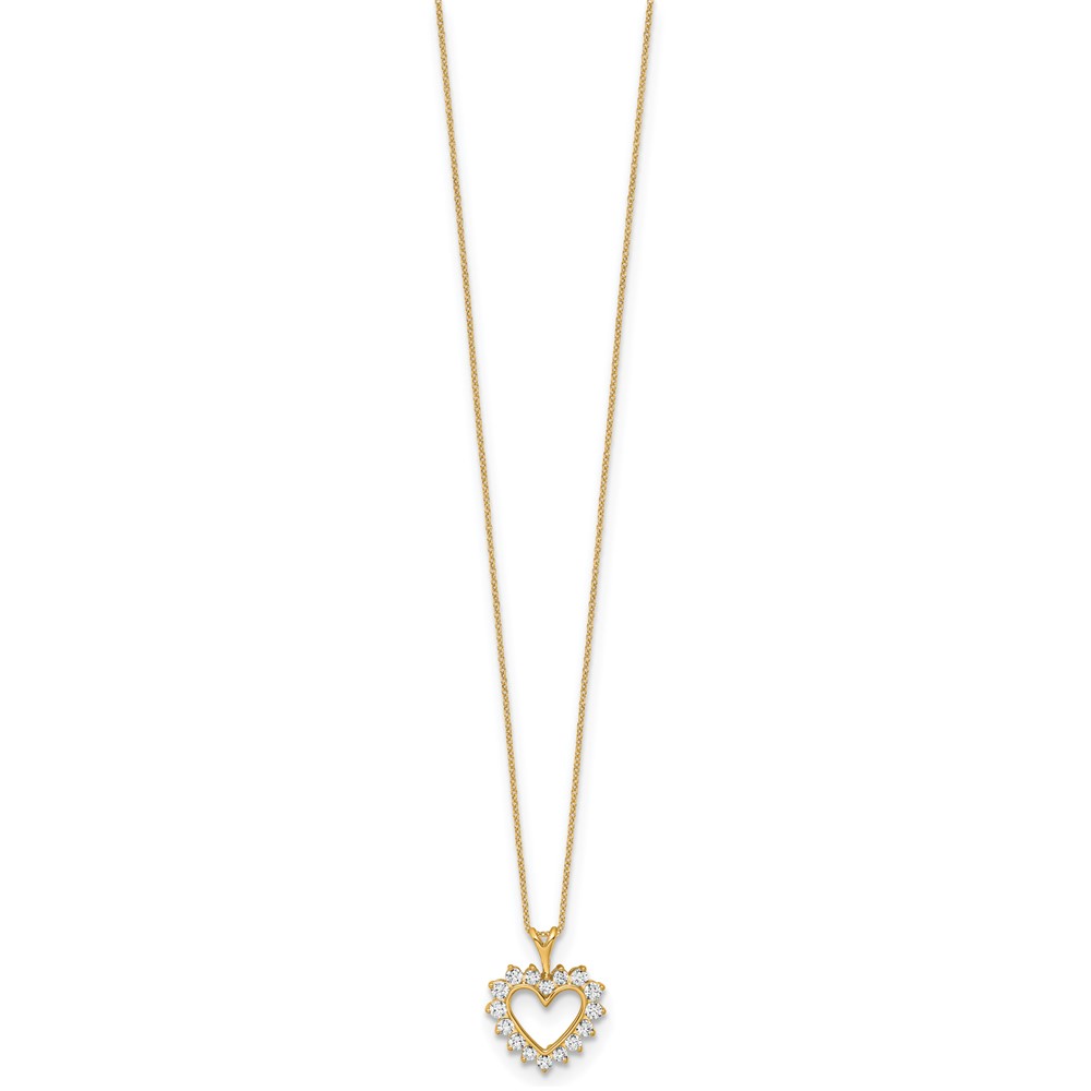 10k 1/2 carat Lab Grown Diamond VS/SI+ G+ Complete 18 inch Heart Pendant Necklace (PM8124-050-0YLG-18)