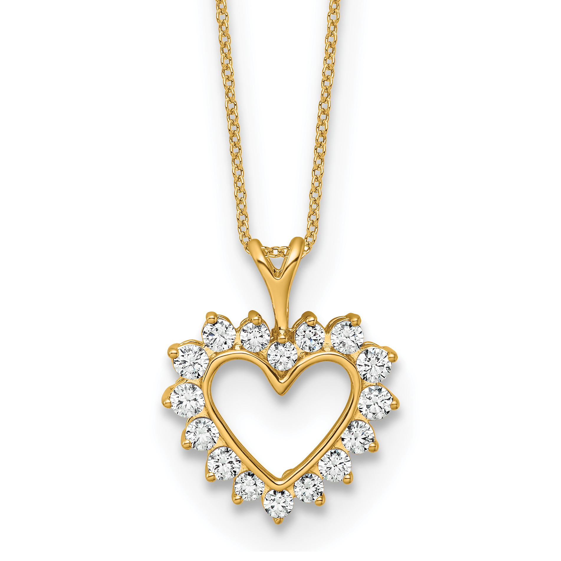 10k 1/2 carat Lab Grown Diamond VS/SI+ G+ Complete 18 inch Heart Pendant Necklace (PM8124-050-0YLG-18)