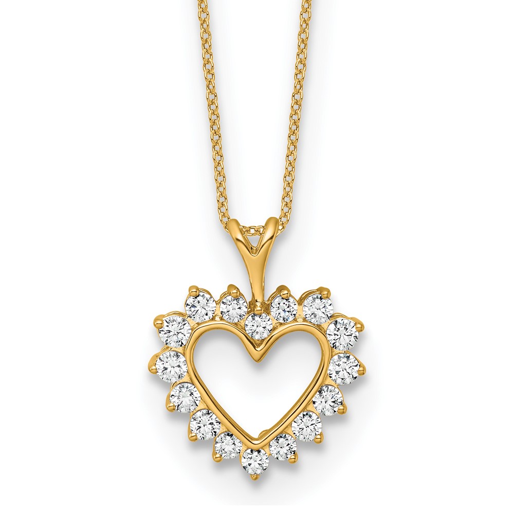 10k 1/2 carat Lab Grown Diamond VS/SI+ G+ Complete 18 inch Heart Pendant Necklace (PM8124-050-0YLG-18)