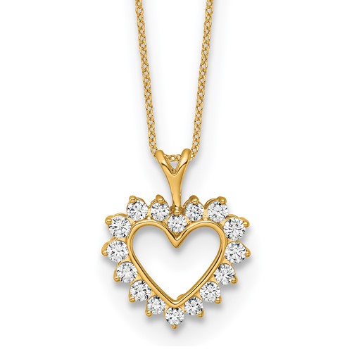 10K Yellow Gold 0.50 Carat Lab Grown Diamond VS SI+ G+ Complete Heart Pendant Necklace, 18"