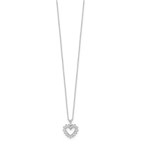 14K White Gold 0.50 Carat Lab Grown Diamond VS SI+ G+ Complete Heart Pendant Necklace, 18" view 2