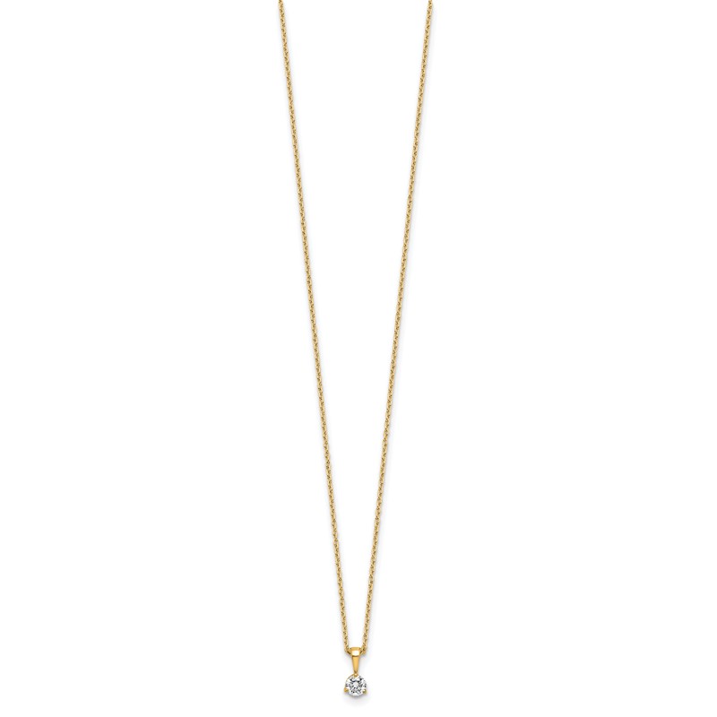 14k 1/5 carat Lab Grown Diamond VS/SI+ G+ Three Prong 18 inch Solitare Pendant Necklace