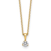 14K Yellow Gold 0.20 Carat Lab Grown Diamond VS SI+ G+ Three Prong Complete Solitaire Pendant Necklace, 18" view 1