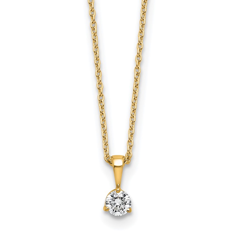 14k 1/5 carat Lab Grown Diamond VS/SI+ G+ Three Prong 18 inch Solitare Pendant Necklace