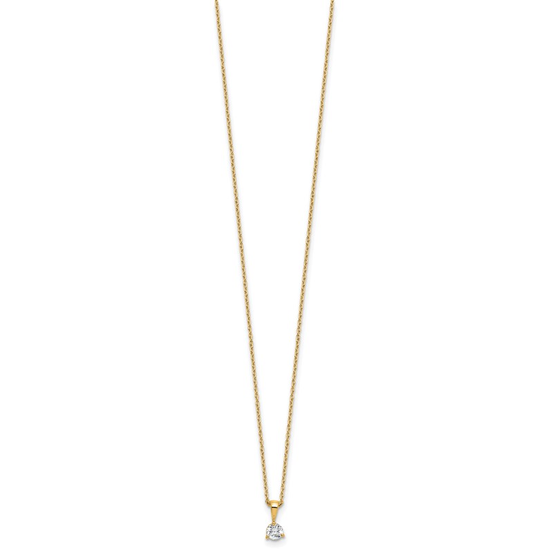 14k 1/4 carat Lab Grown Diamond VS/SI+ G+ Three Prong 18 inch Solitare Pendant Necklace