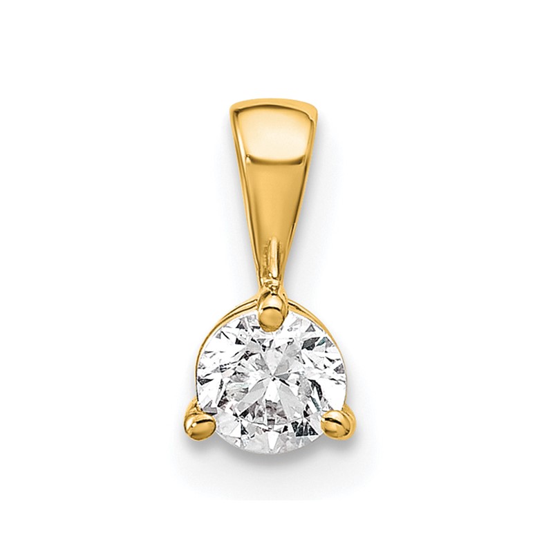 14k 1/4 carat Lab Grown Diamond VS/SI+ G+ Three Prong Solitare Pendant