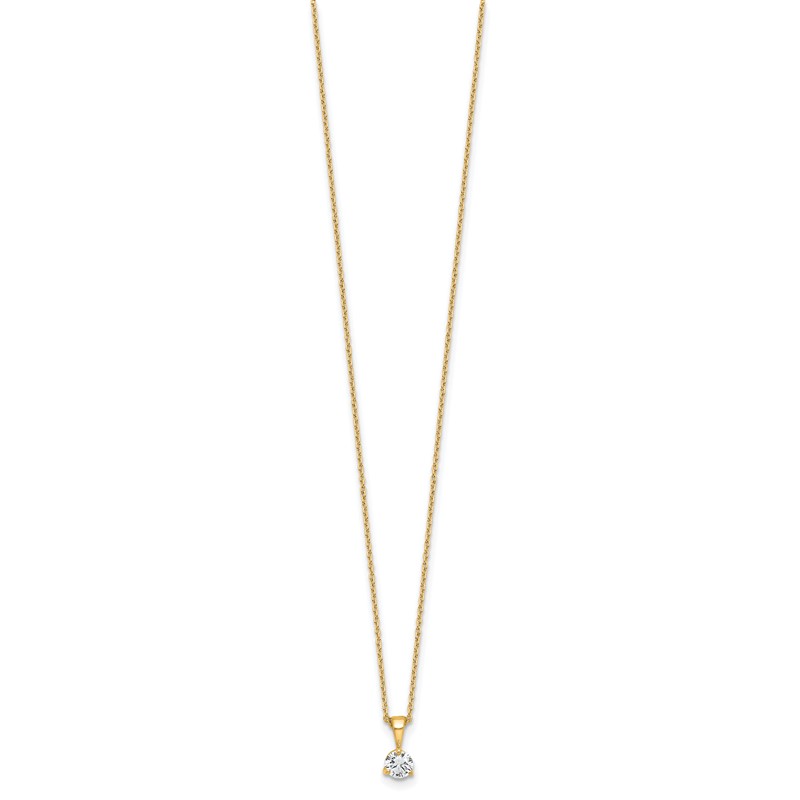 14k 1/3 carat Lab Grown Diamond VS/SI+ G+ Three Prong 18 inch Solitare Pendant Necklace