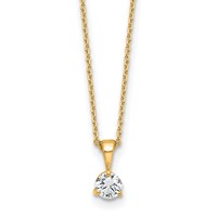 14K Yellow Gold 0.33 Carat Lab Grown Diamond VS SI+ G+ Three Prong Complete Solitaire Pendant Necklace, 18" view 1