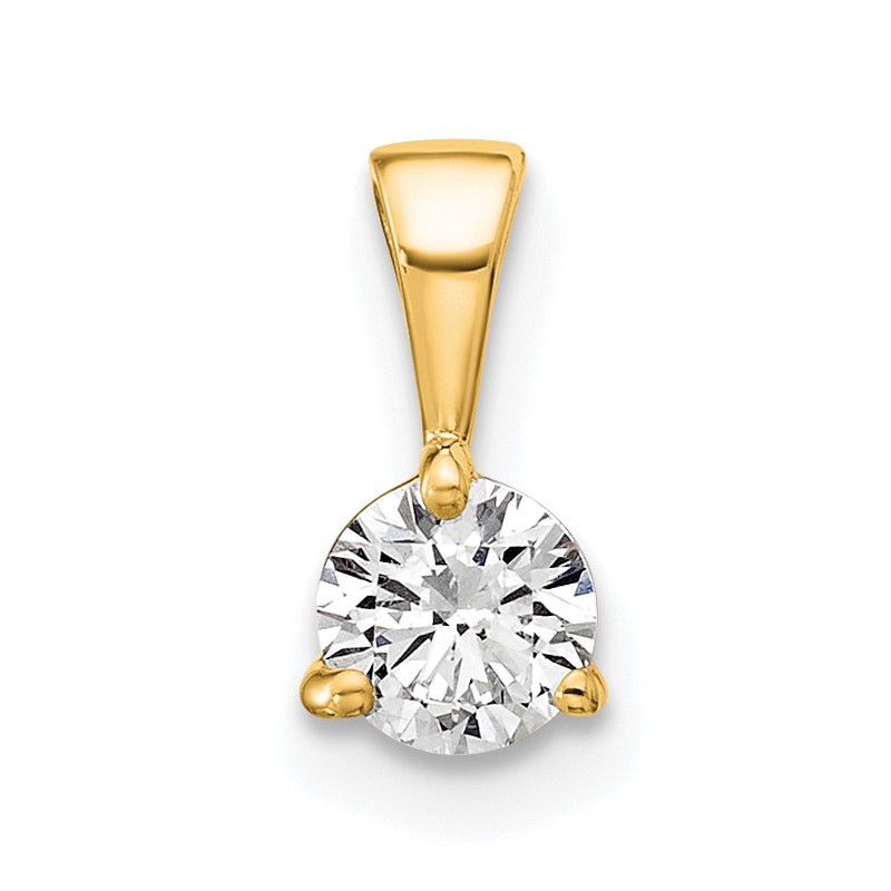 14k 1/3 carat Lab Grown Diamond VS/SI+ G+ Three Prong Solitare Pendant