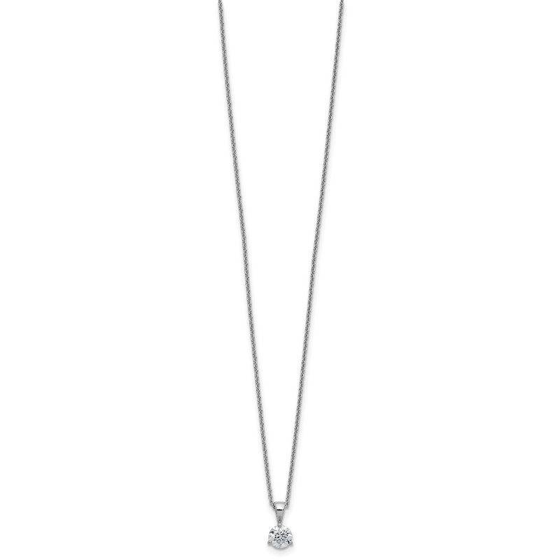 14k White Gold 1 carat Lab Grown Diamond VS/SI+ G+ Three Prong Complete 18 inch Solitare Pendant Necklace