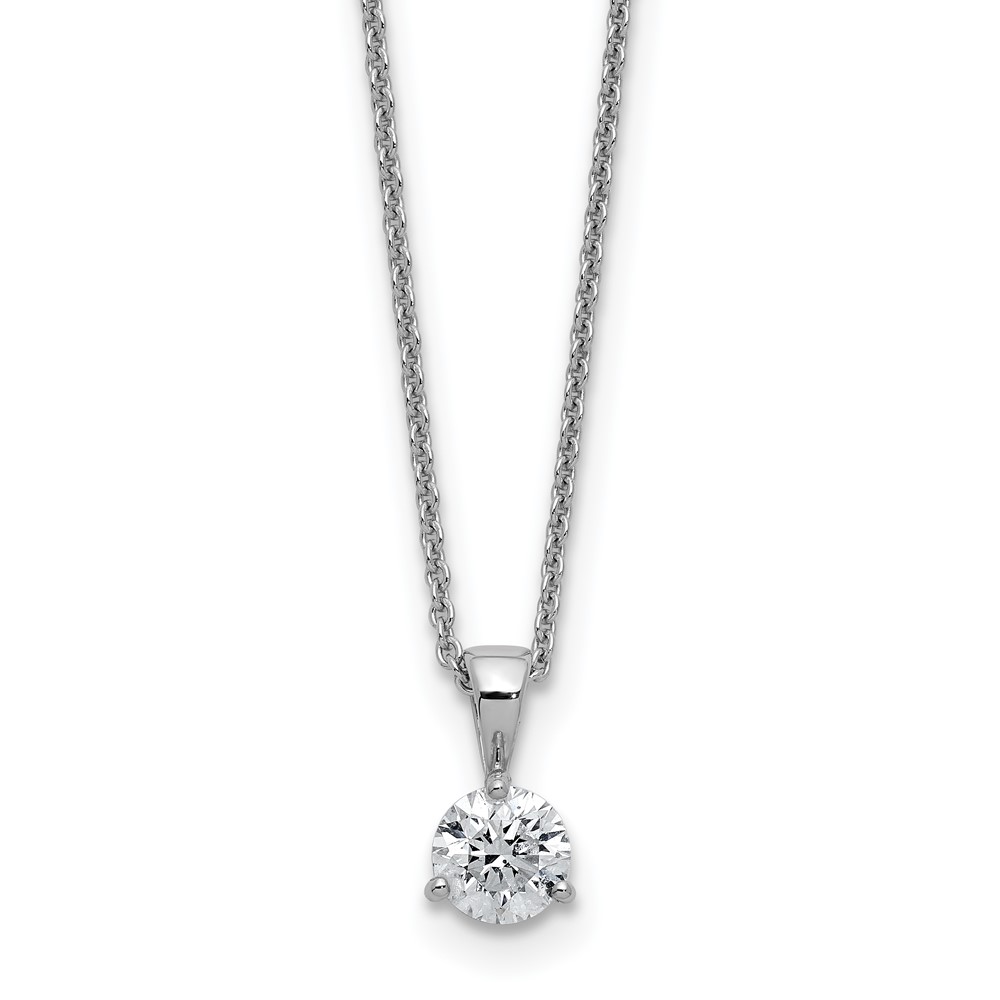 14K White Gold 0.25 Carat Lab Grown Diamond VS SI+ G+ Three Prong Complete Solitare Pendant Necklace, 18"