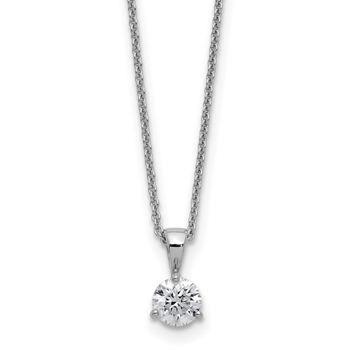 14K White Gold 0.50 Carat Lab Grown Diamond VS SI+ G+ Three Prong Complete Solitare Pendant Necklace, 18"