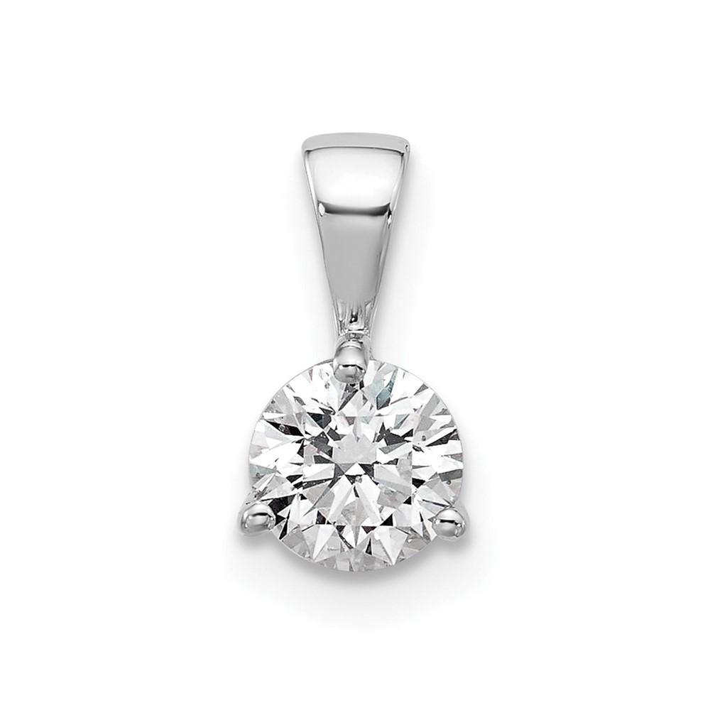 14K White Gold 0.75 Carat Lab Grown Diamond VS SI+ G+ Three Prong Complete Solitaire Pendant