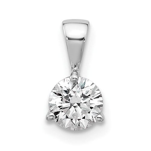 14K White Gold 0.33 Carat Lab Grown Diamond VS SI+ G+ Three Prong Complete Solitaire Pendant