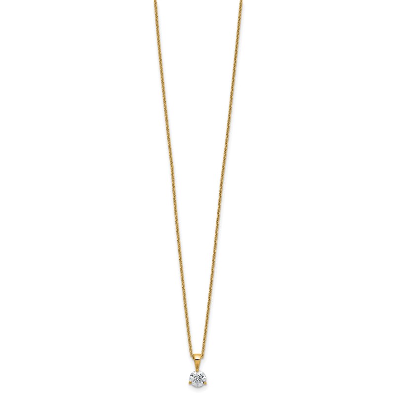 14k 1/2 carat Lab Grown Diamond VS/SI+ G+ Three Prong 18 inch Solitare Pendant Necklace